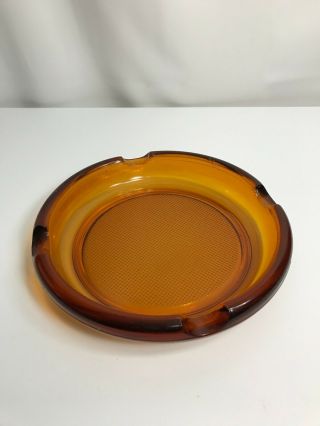 Vintage Large Amber Brown Glass Ashtray Round 7.  5 "