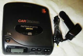 Vintage 1993 Sony D - 802k Car Discman Mega Bass Portable Cd Player W/ Car Charger