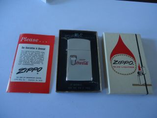 1976 Slim Zippo Coca Cola Lighter With Glass Of Coke Graphics