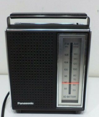 Vintage Panasonic RF - 563 Black AM/FM Transistor Box Radio MCM Retractable Handle 2