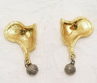 Vintage AVON Cat Kitty Pierced Earrings Dangle Ball Yarn Cute Jewelry 2