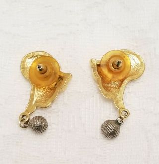Vintage AVON Cat Kitty Pierced Earrings Dangle Ball Yarn Cute Jewelry 3