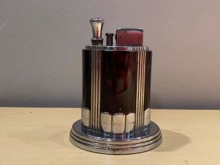 Old Vtg Ronson Touch - Tip Table Lighter Striker Dark Brown Marble Design