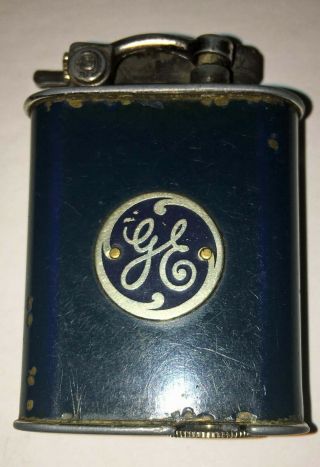 Antique Art Deco Blue Enamel Auto Lift Arm Bettini Pocket Lighter Ge Logo 