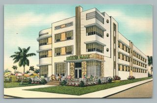 Hotel Gale Miami Beach Vintage Linen Postcard Art Deco Architecture 1940s