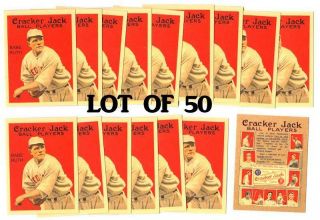 50 Babe Ruth Boston Red Sox Vintage Style Aceo Cracker Jack Reprint Cards L 36