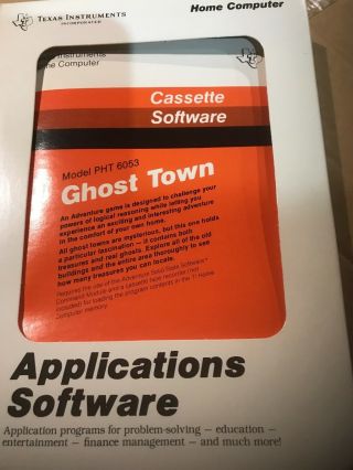 Minty Nos TI99 - 4a Home Computer GHOST TOWN CASSETTE Rare PHT PHD 6053 2