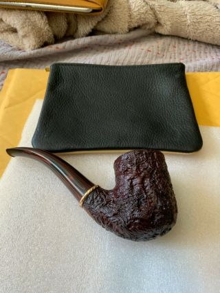 Large Larry Roush L2 Briar Pipe W/gold Accent,  Leather Pouch,  2005