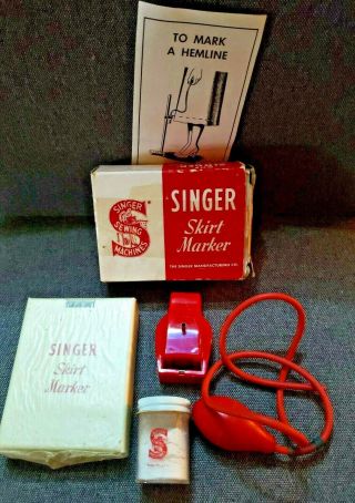 Vintage Singer Skirt Marker System - Hand Pump,  Metal Base,  Chalk,  Instructions