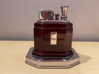 Old Vtg Ronson Touch Tip Lighter With Name Plate Brown - Burgundy Octette