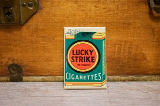 1938 Vintage Advertising Celluloid Pocket Mirror Lucky Strike Cigarrette Tobacco