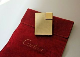 Cartier Gadroon Motif Lighter,  Yellow Metal Golden Finish
