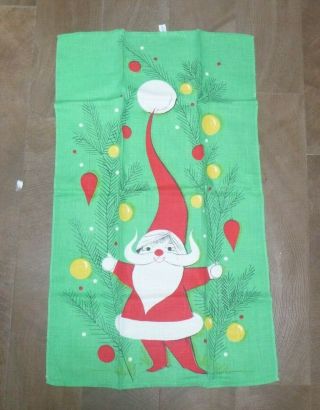Vintage Linen Christmas Tea Towel By Chuck Gruen Fallani & Cohn 1960s Santa