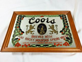 Vintage Coors Beer Bar Sign Reverse Painted Glass Mirror Wall Hanging Brewing