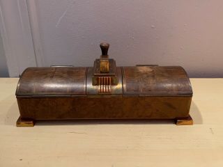 Old Vintage Ronson Touch Tip Lighter Cigarette Box Combo Combination Brass Wood