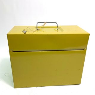 Unique Mustard Yellow Vintage PORTA - FILE Metal File Box - Skotch Kooler - KEY 3