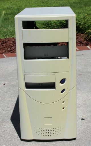 Vintage Beige Retro Computer Case Full Size Tower Atx Built In Speaker And Led 