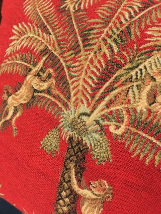 Vintage Ashford Court Woven Tapestry Tree Monkeys Throw Pillow