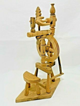 Wooden Miniature Wool Yarn Spinning Wheel 8.  25”h X 5.  75 " L Home Decor Vintage