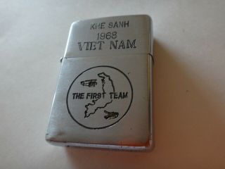 Vietnam War Year 1968 Zippo Lighter Khe Sanh 1968 Us 1st Cavalry Div.  First Team