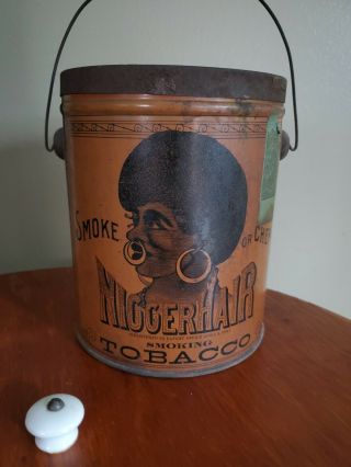 Black Americana Leidersdorf Igger Hair Tobacco Tin 1878