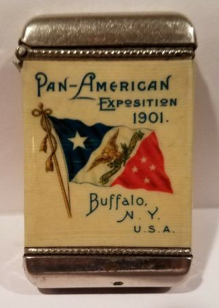 1901 Pan - American Exposition Buffalo Ny Celluloid Wrapped Match Safe