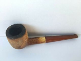 Antique Amber And Meerschaum Pipe In Leather Case