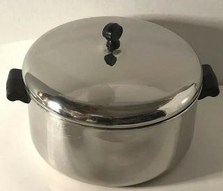Vintage Farberware Stainless Steel Aluminum Clad 6 Qt Stock Pot With Lid Usa