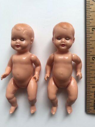 Vintage Italy Miniature 3” Baby Dolls,  Sleep Eyes,  Hard Plastic,  Jointed