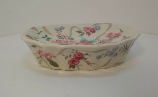 Vintage Japanese Floral Pink Roses Porcelain Soap Dish