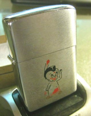 Vintage Disney 1961 Rare Tommy Mohawk Cartoon Character Zippo Lighter