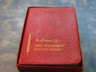 Vtg The Christian Life Testament With The Psalms Kjv Red Leather 1969,  Box