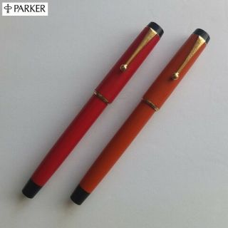 Pair Vintage Parker Big Red Pens With Their Touché Felt - Tips—usa C.  1970
