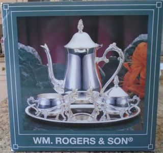 Wm.  Rogers And Son Silver Plated 4 Piece Coffee Set Vintage 1997