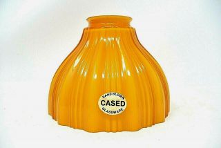 Vintage Art Deco Cased Light Amber Hand Blown Glass Light - Lamp Shade