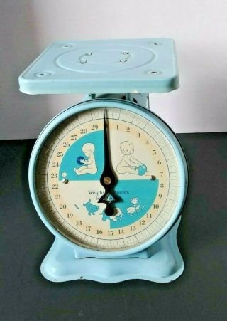 Vintage Nursery Baby Scale 30 Pounds By Ounces Baby Blue
