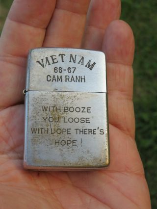 Vintage 1966 Zippo Lighter 1966 - 67 Vietnam War Cam Rahn With Dope There 