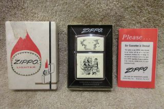 Vintage Zippo Scrimshaw Ship Lighthouse Lighter Xi (1995) In Box?