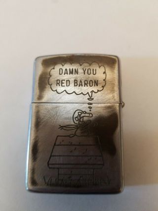 Vintage 68 - 69 Zippo Lighter Vietnam War Snoopy Damn You Red Baron 2 Sided