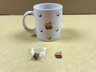Mug,  Pin,  Emblem Authentic From Apple Computer - Color Logo With Bubbles