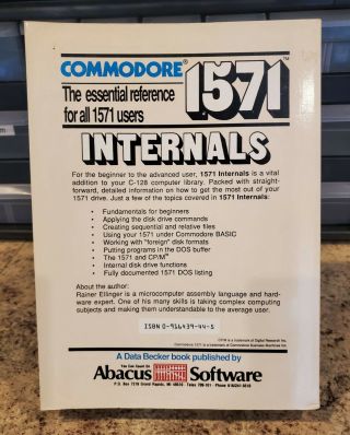 Commodore 1571 Internals Abacus Software Book for C128 2