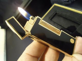 Dunhill Rollagas Lighter - Black Lacquer - Gold Plated - Serviced - Cased