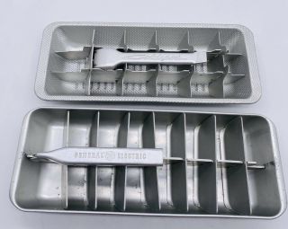 2 Vintage Mid - Century Ge General Electric Coldspot Aluminum Metal Ice Cube Trays
