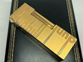 Auth Dunhill K18 Gold Plated Signature Line Rollagas Lighter W Case Gold