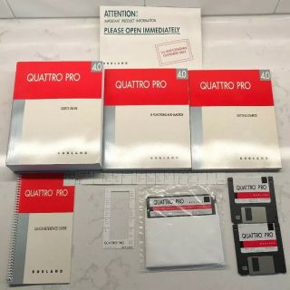Vintage Borland Quattro Pro 4.  0 Dos Manuals And Disc 5.  25 " And 3.  25”