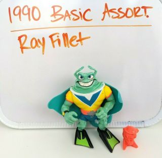 Vintage 1990 Playmates Tmnt Ray Fillet Teenage Mutant Ninja Turtles Figure & Acc