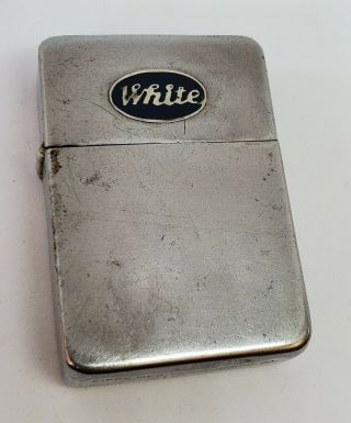 Very Rare 1941 Zippo Lighter 4 Barrel 14 Hole 2032695 Metallique White Trucks
