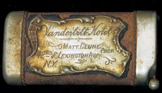 Antique Historic Vanderbilt Hotel York City Match Safe Cigar Cutter Vesta