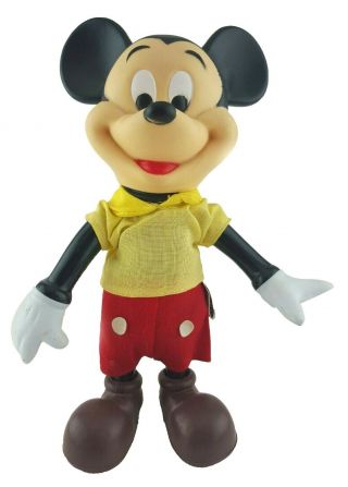Mickey Mouse 7.  5in Rubber Posable Doll Walt Disney Figure Vintage 80s Hong Kong