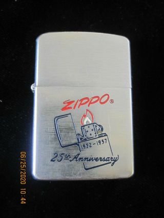 1957 Zippo Lighter - - 25th Anniversary Zippo 1932 - 1957 - Great Graphics